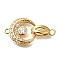 Brass Micro Pave Clear Cubic Zirconia Fold Over Clasps, Moon, Real 18K Gold Plated, 26.5mm