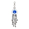 Key Alloy & Glass Evil Eye Pendants Decoraiton, with Brass Bell Charms and Alloy Swivel Lobster Claw Clasps, for Home Decoraiton, Antique Silver, 180mm