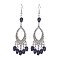 Halloween Skull Dyed Synthetic Turquoise & Alloy Dangle Earrings, Brass Jewelry for Women, Medium Blue, 83x27.5mm