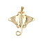 Brass Micro Pave Cubic Zirconia Pendants, Golden, Fish, 30.5x31x2.5mm, Hole: 4x3.5mm