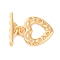 Heart Brass Toggle Clasps, Cadmium Free & Nickel Free & Lead Free, Long-Lasting Plated, Real 18K Gold Plated, heart: 16.5x14.5x1.5mm, Hole: 2.5mm, bar: 3x16.5x4mm, hole: 4x1.5mm