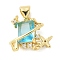 Brass Micro Pave Cubic Zirconia Pendants, Rectangle, Lead Free & Cadmium Free, Long-Lasting Plated, Real 18K Gold Plated, 20.5x13.5x5.5mm, Hole: 4x3.5mm