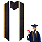 Polyester Graduation Stole,  Graduation Sash, Black, 1830x115~118x1mm
