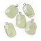 Natural Xiuyan Jade Pendants, Faceted Rectangle Charms with Platinum Tone Brass Loops, 21x13x7mm, Hole: 1.8mm