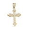 Brass Pave Clear Cubic Zirconia Pendants, Cadmium Free & Lead Free, Golden, Cross, 33x23x4mm, Hole: 5mm