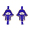Handmade Seed Beads Links Connectors, with Elastic Thread, Loom Pattern, Hamsa Hand/Hand of Fatima /Hand of Miriam with Eye, Blue, 47~49x28~28.5x2~3.5mm, Hole: 4mm