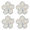 4Pcs Flower Cloth Patches, Glass Beaded Appliques, Stick On Patch, with Rhinestone, Costume Accessories, Clear AB, 54.5x55x4mm
