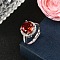 925 Sterling Silver Pave Cubic Zirconia Finger Rings, Real Platinum Plated, Round, US Size 7 1/2(17.7mm), Round: 13mm