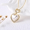 Brass Micro Pave Clear Cubic Zirconia & Plastic Double Heart Pendant Necklaces for Women, Real 18K Gold Plated, 17.56 inch(44.6cm)