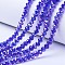 Electroplate Glass Beads Strands, AB Color Plated, Faceted, Rondelle, Blue, 10x8mm, Hole: 1mm, about 60~61pcs/strand, 46~48cm