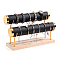 PU Leather 2 T Bar Bracelet Display Rack, Jewelry Organizer Holder with Woode Base, for Bracelets Watch Storage, Black, 29x10x18.5cm