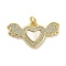 Brass Micro Pave Clear Cubic Zirconia Pendants, Cadmium Free & Lead Free, with Shell, Real 18K Gold Plated, Heart, 13x24.5x3mm, Hole: 3.5mm