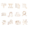 12Pcs 12 Style Natural White Shell Beads, Mother of Pearl Shell Beads, Top Drilled Beads, 12 Constellation/Zodiac Sign, White, 9x8.5x2.5mm, Hole: 0.8mm, 1pc/style