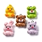 Animal Series Opaque Resin Pendants, with Platinum Tone Iron Loops, Mixed Shapes, Mixed Color, 22.5~27.5x18~18.5x12.5~13mm, Hole: 2mm