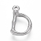 Tarnish Resistant 304 Stainless Steel Pendants, Bamboo Shaped Letter, Stainless Steel Color, Letter.D, 17.5~19x10~16x3~4mm, Hole: 1.8~2mm