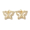 Brass Micro Pave Clear Cubic Zirconia Pendants, Cadmium Free & Lead Free, with Shell and Jump Ring, Real 18K Gold Plated, Butterfly, 17x24.5x3mm, Hole: 3mm
