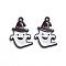 Gunmetal Plated Alloy Enamel Pendants, for Halloween, Ghost with Witch Hat, White, 25x17x2mm, Hole: 1mm