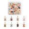 32Pcs 8 Colors Zinc Alloy Enamel Pendants, Light Gold, Tortoise, Mixed Color, 24.5x13.5x4mm, Hole: 2mm, 4pcs/color