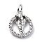 Brass Micro Pave Cubic Zirconia Charms, Cadmium Free & Lead Free, with Jump Rings, Round Ring & Cobra Snake Charms, Platinum, 13.5x11x4mm, Hole: 3.2mm