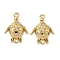 Brass Micro Pave Clear Cubic Zirconia Sea Animal Connector Charms, Real 18K Gold Plated, Rack Plating, Long-Lasting Plated, Cadmium Free & Lead Free, Turtle, 17.5x13.5x4.5mm, Hole: 1.2mm and 1.5mm