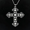 Alloy Pave White Imitation Pearl Pendant Necklaces, Platinum, Cross