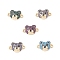 Brass Micro Pave Cubic Zirconia Connector Charms, Cadmium Free & Lead Free, Real 16K Gold Plated, Bear Links, Mixed Color, 1. 9.5x15x4mm, Hole: 1.4mm