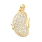Brass Micro Pave Clear Cubic Zirconia Pendants, Cadmium Free & Nickel Free & Lead Free, Fish, Real 18K Gold Plated, 22x15x2mm, Hole: 5mm