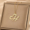 304 Stainless Steel Heart Initial Pendant Necklaces for Women Men, Golden, Letter H, 15.75~17.72 inch(40~45cm)