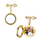 Brass Brooch, with Alloy Locket Pendants, Golden, 53mm, 2pcs/set