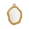 304 Stainless Steel Pave Shell Pendants, Geometric Charms, Real 18K Gold Plated, Irregular Shape, 22x15x2.5mm, Hole: 1.8mm
