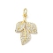 Brass Micro Pave Cubic Zirconia Pendants, Leaf Charms, Long-Lasting Plated, Lead Free & Cadmium Free, Rack Plating, with Jump Ring, Real 18K Gold Plated, 20.5x13.5x2.5mm, Hole: 3.5mm