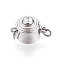 925 Sterling Silver Box Clasps, Column with S925 Stamp, with Jump Ring, Platinum, 13.5~14x9~10x9mm, Hole: 1.8mm, Jump Ring: 4x0.6, 2.5mm inner diameter