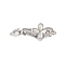 Brass Micro Pave Clear Cubic Zirconia Fold Over Clasps, Cadmium Free & Nickel Free & Lead Free, with White Shell, Clover, Platinum, 35mm, Hole: 1.2mm