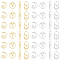 48Pcs 8 Style Rack Plating Alloy Pendants, Hollow, Rectangle with Flower & Oval with Ostrich & Moon with Cat & Ring with Flower, Mixed Color, 25~34x8~22x1mm, Hole: 1.2~1.5mm, 6pcs/style