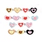 Resin Cabochons, with Enamel, Heart, Mixed Color, 8.5~10x12~13x7~7.5mm