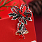 Christmas Theme Golden Alloy Rhinestone Brooch Pin, Colorful, Christmas Bell