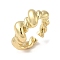 Brass Open Cuff Rings, Twisted Ring for Women, Cadmium Free & Lead Free, Real 18K Gold Plated, US Size 6 1/4(16.7mm), 5~10mm