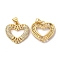 Brass Micro Pave Cubic Zirconia Pendants, Cadmium Free & Lead Free, Heart Charms, Golden, Clear, 18.5x19.5x2.5mm, Hole: 5.5x3.5mm