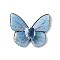 Transparent Epoxy Resin Cabochons, Butterfly, with Gold Foil & Rhinestone & ABS Imitation Pearl & Magnet & Paper Card, Cornflower Blue, 32x39.5x11mm