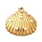 304 Stainless Steel Pendants, with Jump Ring and Plastic Imitation Pearl, Ion Plating(IP), Real 18K Gold Plated, Shell Shape, 28x29x5.5mm, Hole: 2.5mm