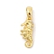 Rack Plating Leaf Brass Clear Cubic Zirconia Pendants, Cadmium Free & Nickel Free & Lead Free, Real 18K Gold Plated, Sea Animals Charms, Sea Horse, 17x7x5.5mm, Hole: 5mm