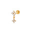 Titanium Alloy Cubic Zirconia 17 Gauge Flower Internally Threaded Labrets, Piercing Jewelry for Women Men, Golden, 8mm, Pin: 1.2mm