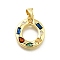 Brass Micro Pave Clear Cubic Zirconia Pendants, with Jump Ring, Lead Free and Cadmium Free, Long-Lasting Plated, Rack Plating, Letter Charms, Real 18K Gold Plated, Letter O, 19~21x9.5~20x2.7mm, jump ring: 5x1mm, 3mm inner diameter.