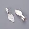 Glue-on Flat Pad Bails, Brass, Silver Color, about 8mm wide, 23mm long, hole: 4.5x7mm
