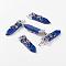Dyed Natural Lapis Lazuli Big Pendants, with Alloy Findings, Arrow, Platinum, 56~58x16x10mm, Hole: 5x7mm