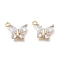Brass Micro Clear Cubic Zirconia Pendants, Long-Lasting Plated, Butterfly Shape, Real 14K Gold Plated, 15.5x12.7x3.4mm, Hole: 1.5mm