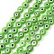 Handmade Evil Eye Lampwork Flat Round Bead Strands, Lime Green, 8x3.2mm, Hole: 1mm, about 48pcs/strand, 13.98''(35.5cm)