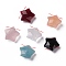 Mixed Natural Green Quartz, Topaz Jade, Red Jade, Obsidian, Rose Quartz, Quartz Crystal Charms(Delivered Randomly), Star, Faceted, 13~13.5x14~14.5x6~6.5mm, Hole: 0.8mm