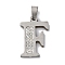 201 Stainless Steel Pendants, with Rhinestone, Letter, Letter F, 25x16x2mm, Hole: 6x3mm