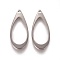 Tarnish Resistant 304 Stainless Steel Pendants, Teardrop, Stainless Steel Color, 31.5x13x2mm, Hole: 1.5mm